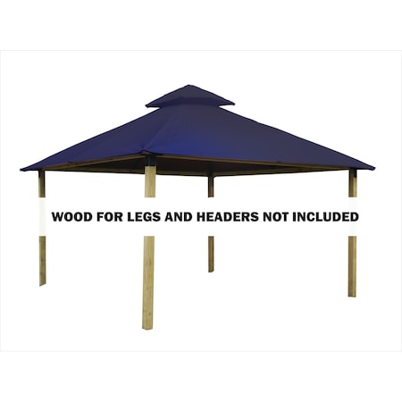 Superherostuff 14 sq. ft. Gazebo Roof Framing & Mounting Kit with Admiral Navy Sundura Canopy PA3725073